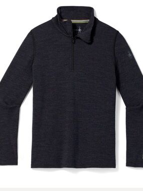 Smartwool Kids Charcoal Gray Quarter-Zip Sweater Large
